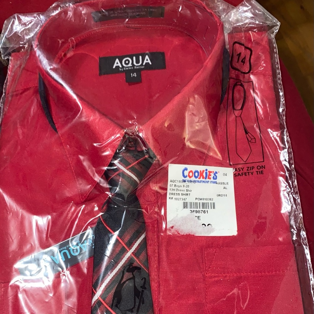 'Aqua' Boys Dress Shirt w/Tie